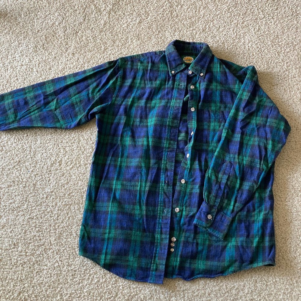 Navy and green flannel button down